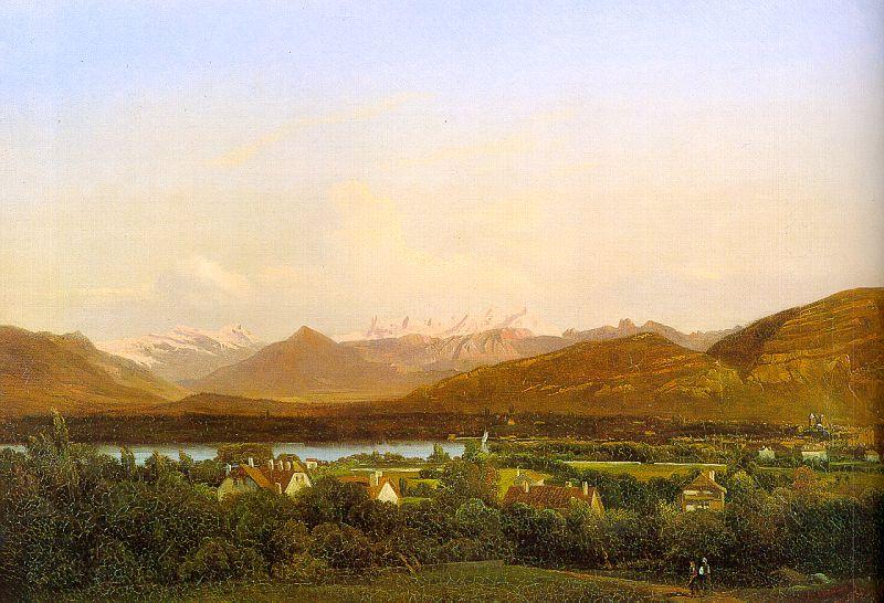 Alexandre Calame View of Geneva from Petit-Saconnex Norge oil painting art